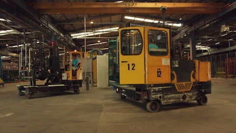 Driver on truck for packaging and loading glass products  스톡 동영상 121309944