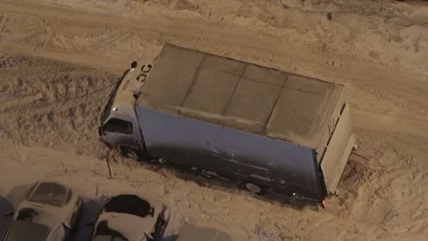 Driver trying to get out of snow Stock Footage 287600989