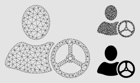 Driver Vector Mesh Network Model and Triangle Mosaic Icon Stock Illustration
