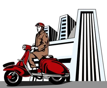 Driver on vespa Stock Illustration