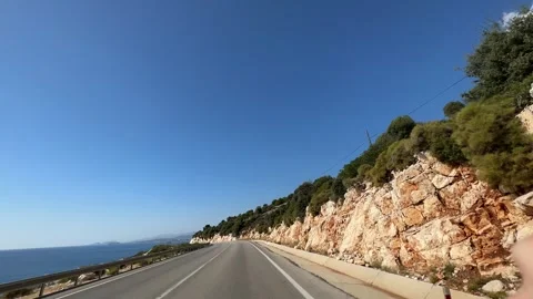 Driver view, Sunny drive along Turkey seaside, The turquoise waters of the 스톡 동영상 272619246