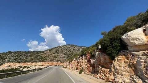 Driver view, Sunny drive along Turkey seaside, The turquoise waters of the 스톡 동영상 272619329