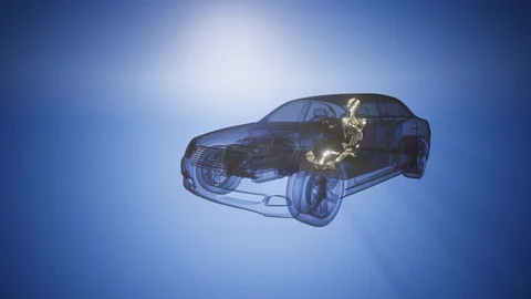 Driver with visible bones at transparent car Video stock 87297281