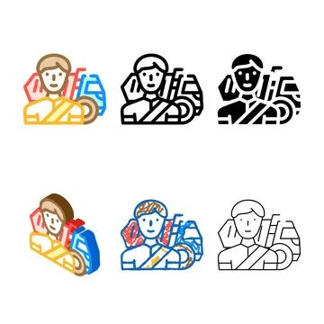 Driver worker color simplified icon vector 库存插图