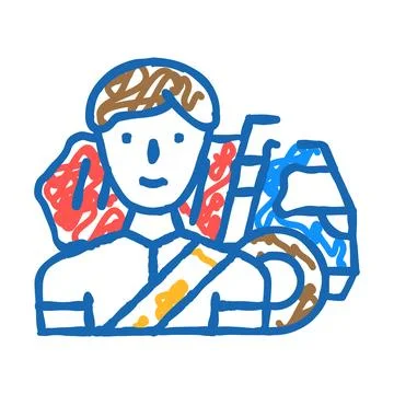 Driver worker flat icon doodle illustration Illustrazione stock