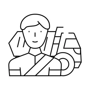 Driver worker line icon vector illustration flat Stockillustratie