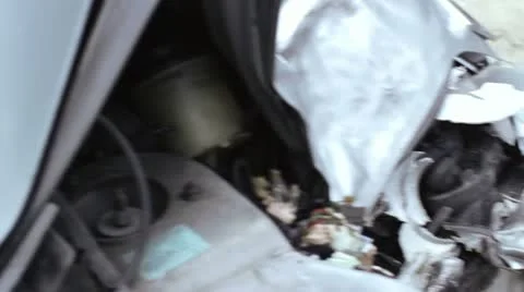 Driver In Wrecked Car Stock Footage 22781938