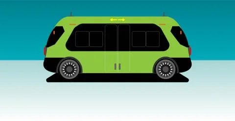 Driverless Autonomous inside Airport  bus Stock Illustration