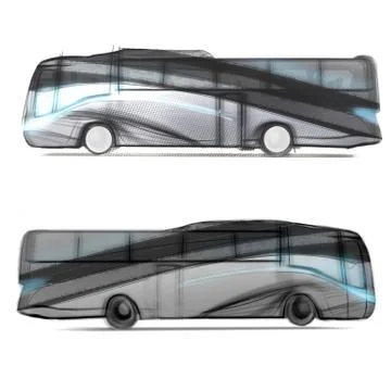 Driverless Autonomous Self driving bus. Driverless electric future car transp Stockillustratie