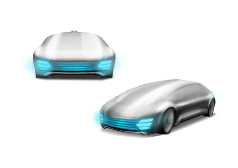 Driverless Autonomous Self driving bus. Driverless electric future car transp Stock Illustration