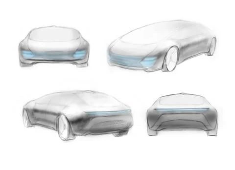 Driverless Autonomous Self driving bus. Driverless electric future car transp Stockillustratie
