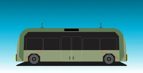 Driverless Autonomous Self driving  bus Stock Illustration