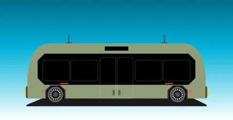 Driverless Autonomous Self driving  bus Stock Illustration
