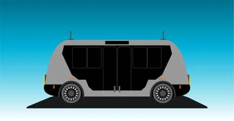 Driverless Autonomous Self driving  bus Stock Illustration
