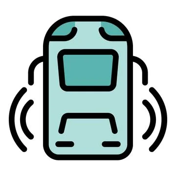 Driverless bus using sensors for navigation and obstacle detection Stock Illustration