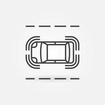 Driverless Car on the Road vector thin line concept icon Stock Illustration
