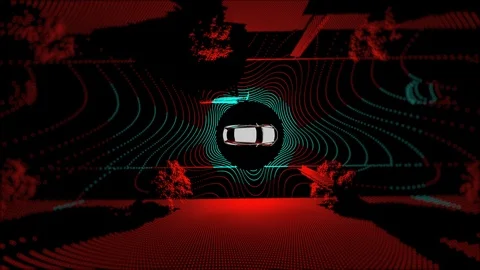 Driverless car technology from above Video stock 87185144