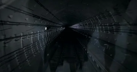 Driverless Metro Train View from Window in Singapore Tunnel Video stock 325042703