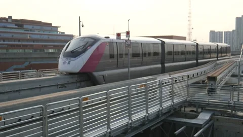 Driverless monorail train in Asia Stock Footage 256209733