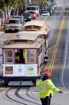 Drivers and workers of Powell-Hyde line cable car in San Francisco, CA Stock Photos
