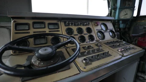 Driver's cab of an old train Stock Footage 245457260