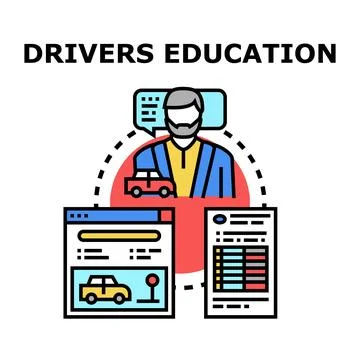 Drivers education learning process acquiring driving license 스톡 일러스트