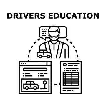 Drivers education learning process acquiring driving license 库存插图