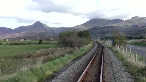 Drivers eye view of the Welsh Highland Railway. Stock Footage 154966443