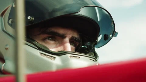 Driver's eyes inside a helmet Stock Footage 264370746