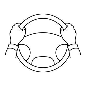 Drivers Hands on Steering Wheel Outline Vector Illustration Stock Illustration