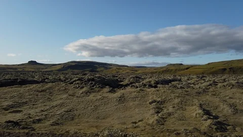 Drivers perspecDriving through spectacular landscape, lava fields covered in gre Stock Footage 116065570