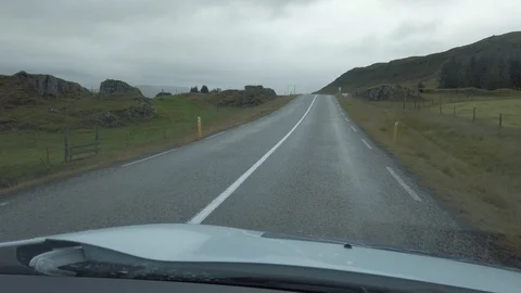 Drivers perspective of mountain road in Iceland, POV, view from car Stock Footage 116057748