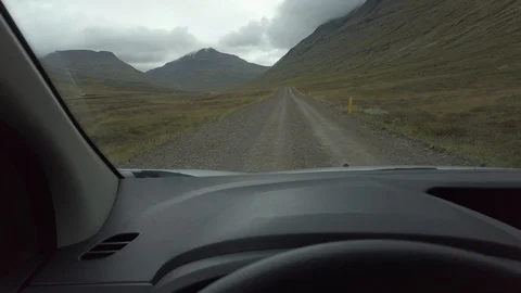 Drivers perspective of mountain road in Iceland, POV, view from car Stock Footage 116058249
