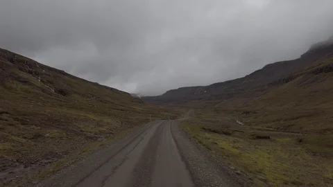 Drivers perspective of mountain road in Iceland, POV, view from car Видео 116058658