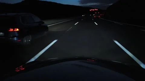 A Driver's Perspective of Night-time Driving on a German Highway. Vídeo Stock 297512821