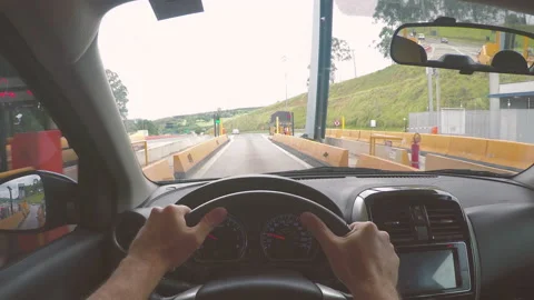 Driver's point of view in a toll. State of São Paulo, Brazil. Stock Footage 145928682