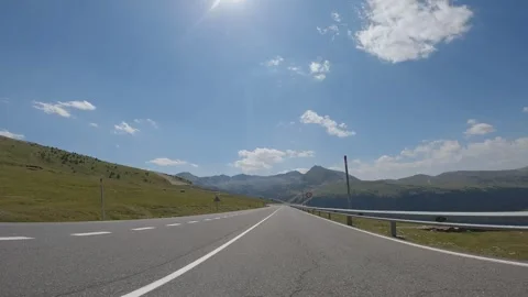 Drivers view: Driving on a mountain road in Andorra in summer Video stock 301821604