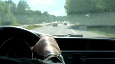 Driver's View of Highway Traffic Stock Footage 337587704