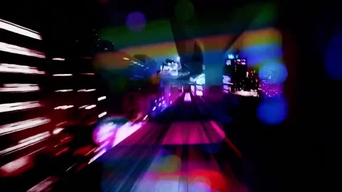 Driver's View of Nightly Train Ride Stock Footage 313692388