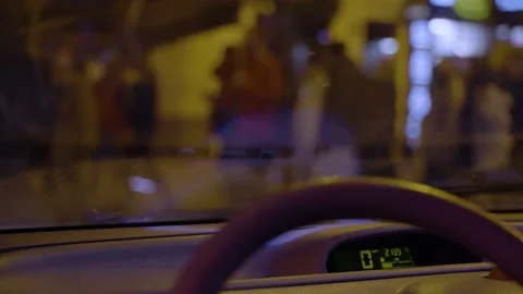 Drivers view on protesters Stock Footage 197174157