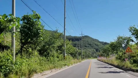 Driver's View of a Quiet Rural Road Drive in South Korea Video stock 323703229