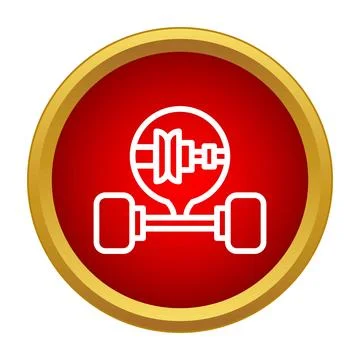 Drivetrain axle differential system icon in round button Stock Illustration