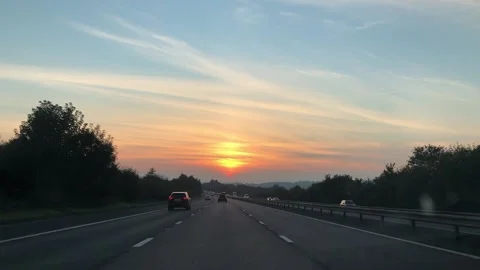 Drivig to Cornwall on sunset in England Stock Footage 167651311
