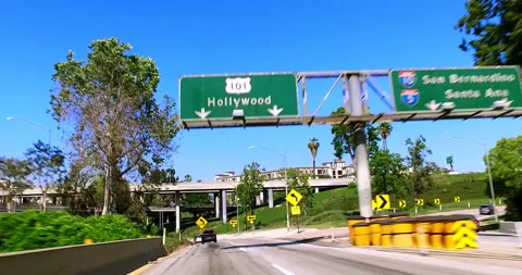 Driving on 101 freeway during rush hour traffic in Los Angeles, California, 4K Stock Footage 131579008