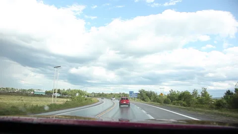 Driving on the 101 in Windsor past the fish protestors Stock Footage 140467252