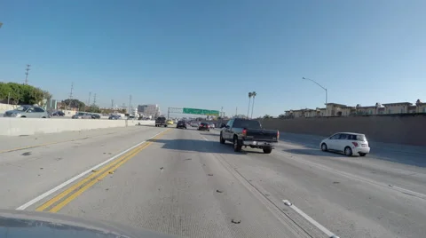 Driving on 405 Freeway in West LA at the 10 Freeway Interchange Stock Footage 62727599