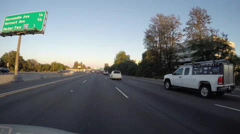 Driving on 405 South at the 110 Freeway Interchange Stock Footage 62727253