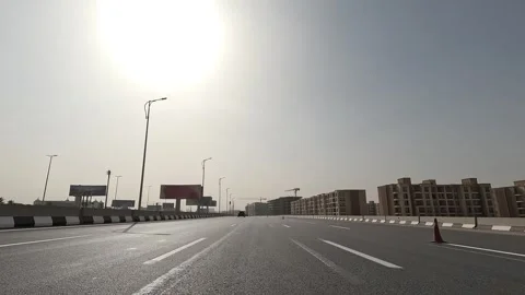 Driving Across Cairo Ring Road Highways Observing the Movement of Greater Cairo Stock Footage 329827945