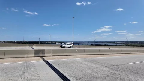 Driving Across the Gov Alfred E. Driscoll Bridge in South Amboy, NJ Stock Footage 282331004