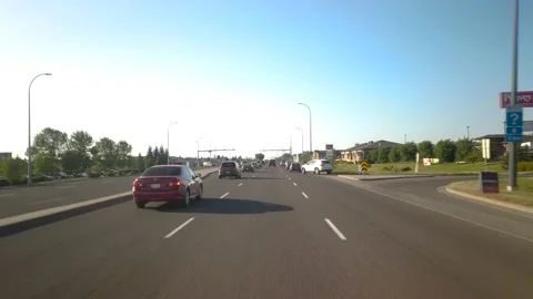Driving across Lethbridge in Alberta during sunny summer day Video stock 146650729